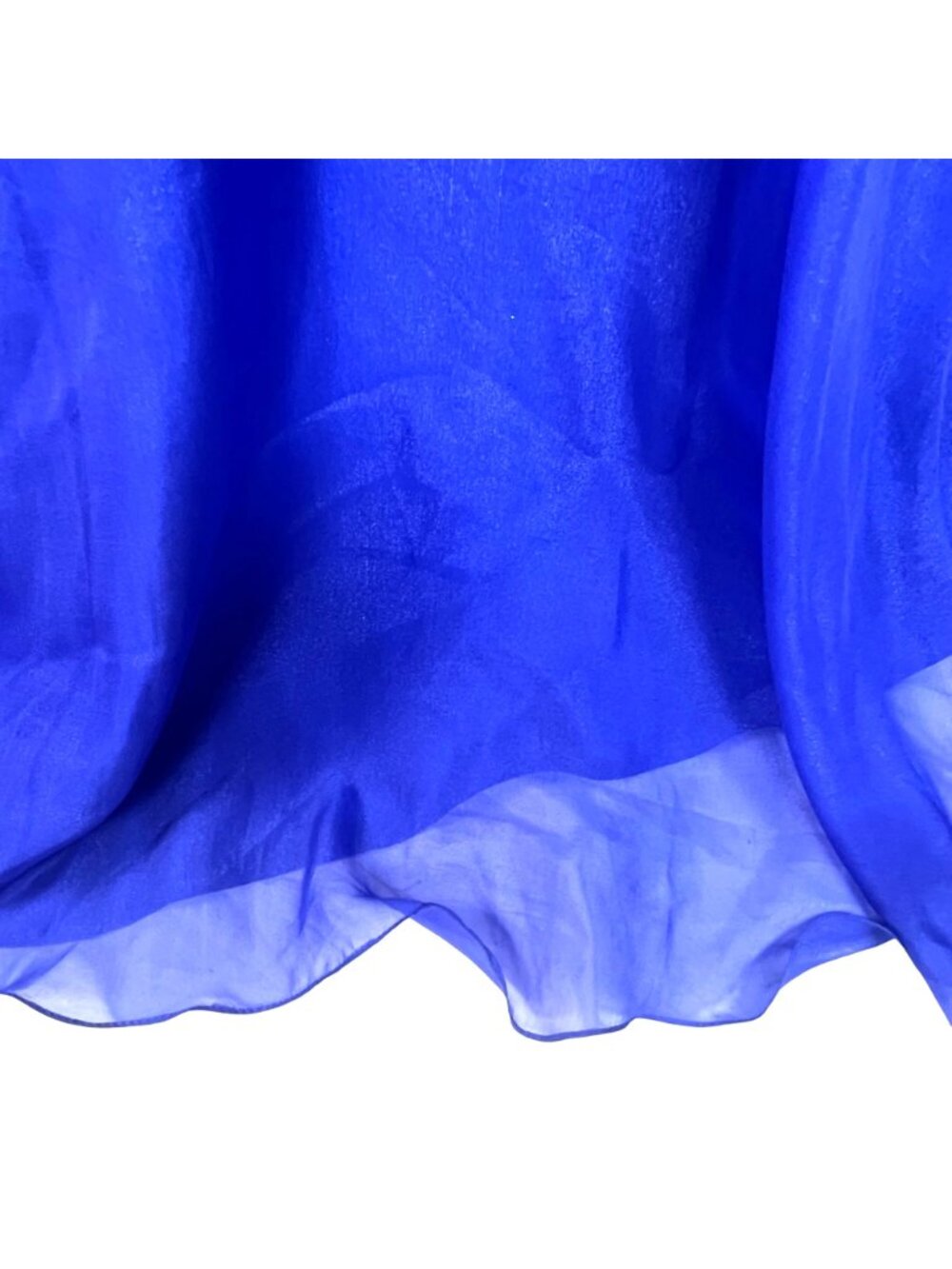 Royal Blue One Shoulder Chiffon Jeweled Plus Gown 18W Flowy Train Formal Prom - Picture 7 of 9